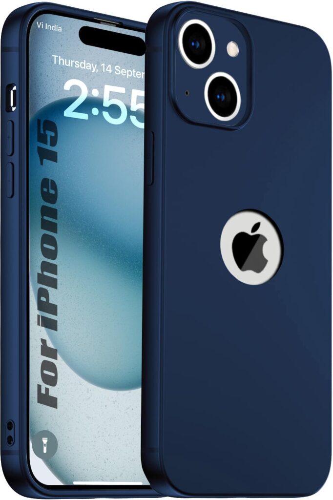 SQUIF Silicone Slim Soft Back Case for iPhone 15 Cover Ultra Thin, Flexible with Precise Camera Cuts and Extra Protection (Blue)