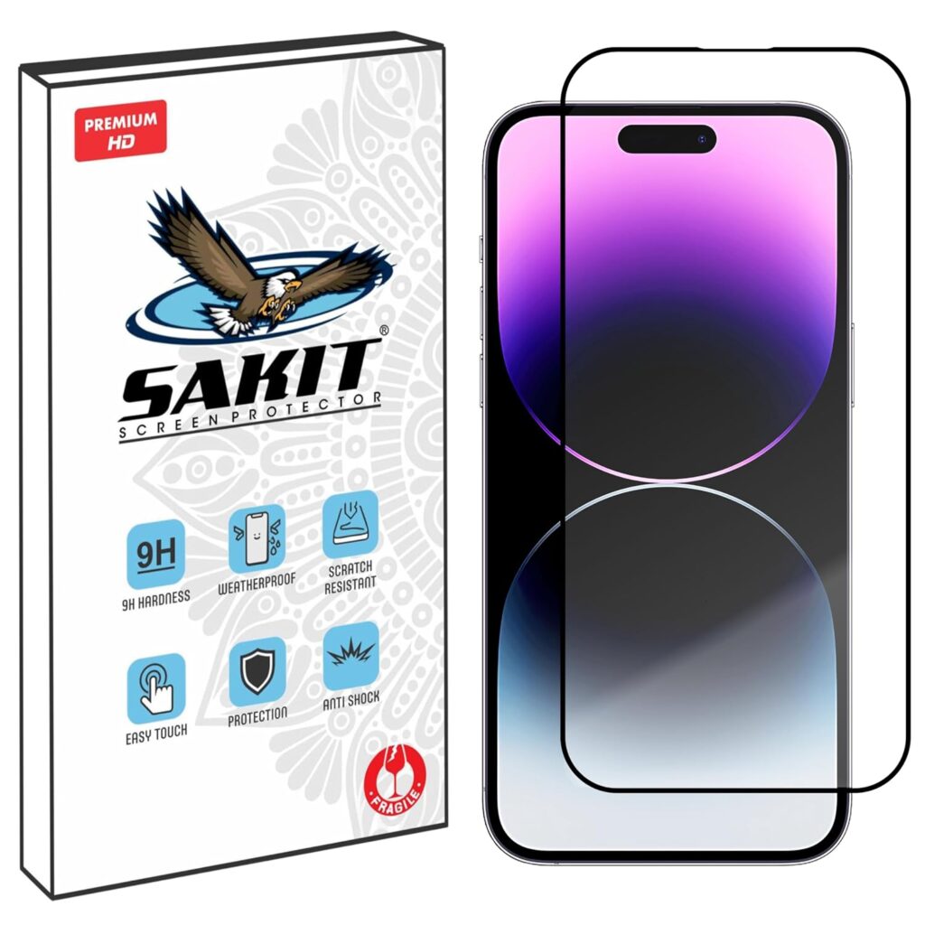 Sakit® Gorilla Tempered Glass Screen Protector For iPhone 14 Pro Max With Edge to Edge Coverage and Easy Installation kit