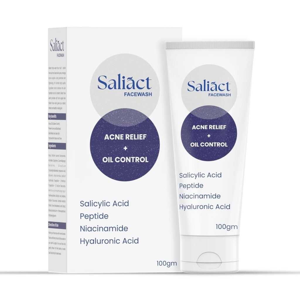 Saliact 1% Salicylic Acid Face Wash With Niacinamide & Peptide | Anti-Pollution Face Wash | Treats Active Acne & Fades Acne Marks | For Oily Skin | For Acne-Prone SKin | For Combination Skin I100ml