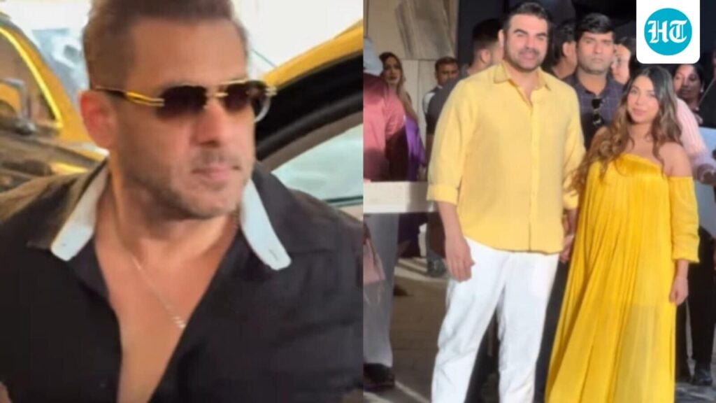 Arbaaz Khan, Sshura Khan twin in yellow at her baby shower; Salman Khan, Iulia Vantur join them. Watch