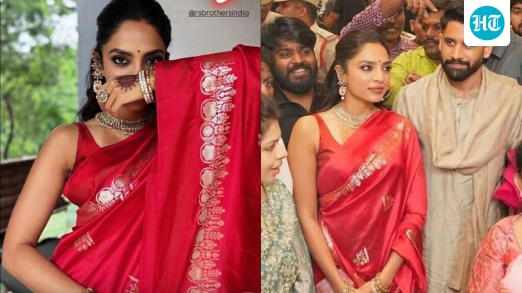Sobhita Dhulipala flaunts sindoor, gives newlywed bride vibes in red saree with Naga Chaitanya at event in Hyderabad