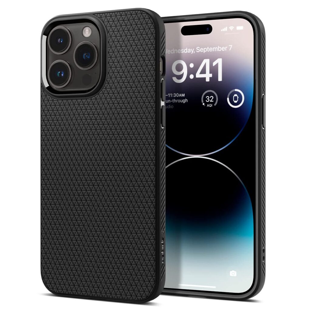 Spigen Liquid Air Back Cover Case Compatible with iPhone 14 Pro Max (TPU | Matte Black)