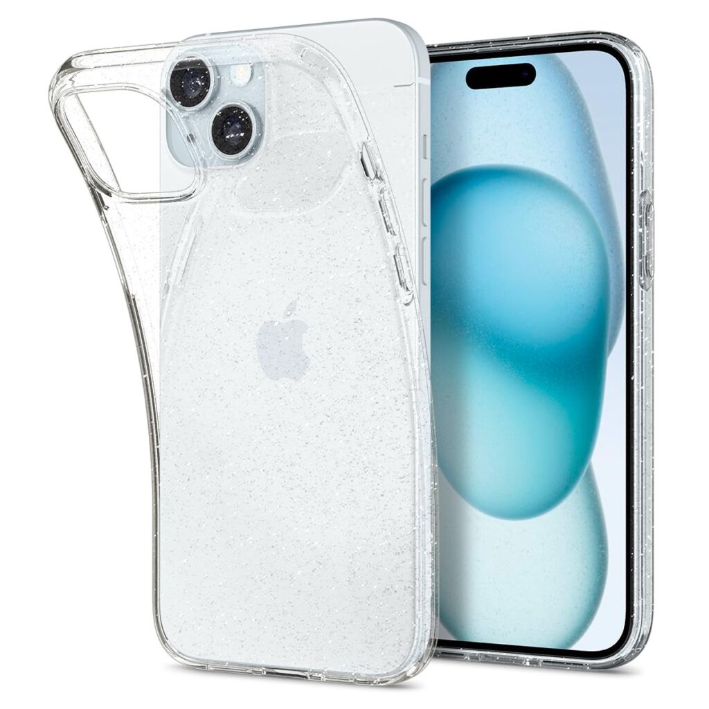 Spigen Liquid Crystal Glitter Back Cover Case Compatible with iPhone 15 Plus (TPU | Crystal Quartz)