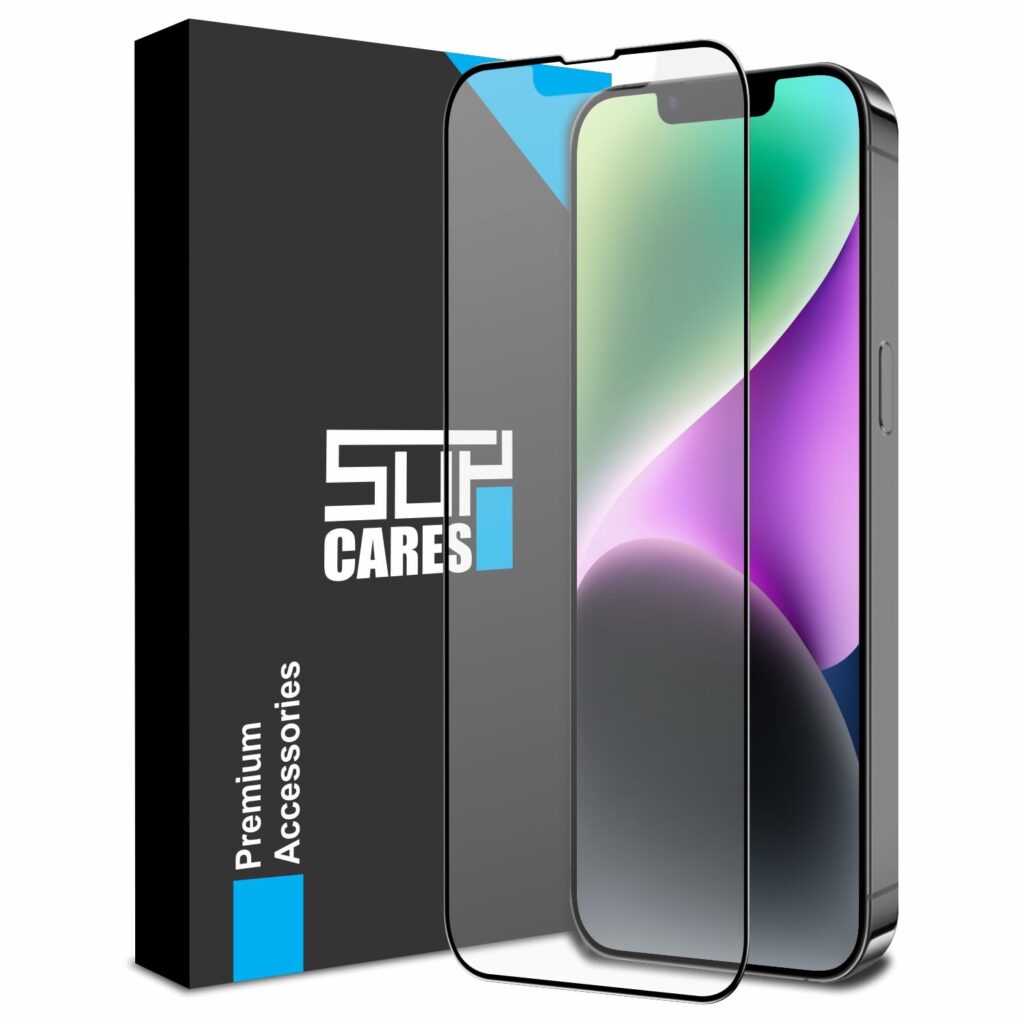 SupCares Military-Grade Matte Anti-Glare Tempered Glass Screen Protector for iPhone 13 Pro Max and iPhone 14 Plus (6.1 Inch) With Installation Kit | Edge to Edge Coverage | Black