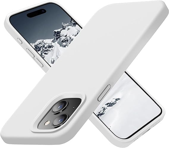 TEEKAOO Silicone Series Back Cover Case Compatible with iPhone 15 Plus (White) |Drop Protection and Camera Protection,Shock Absorbent, Soft Microfiber Lining Inside | Colour- White