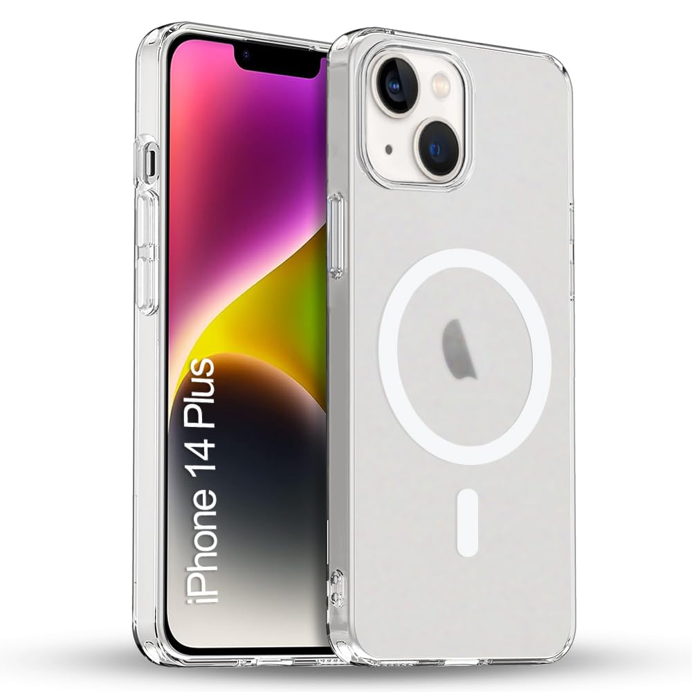 TOUCCH iPhone 14 Plus Magnetic Matte Case | Shock Proof & Paper Thin Design | Magsafe Wireless Charging Cover for Apple iPhone 14 Plus | Sleek Hard Thin Crystal Cover (Premium-White)