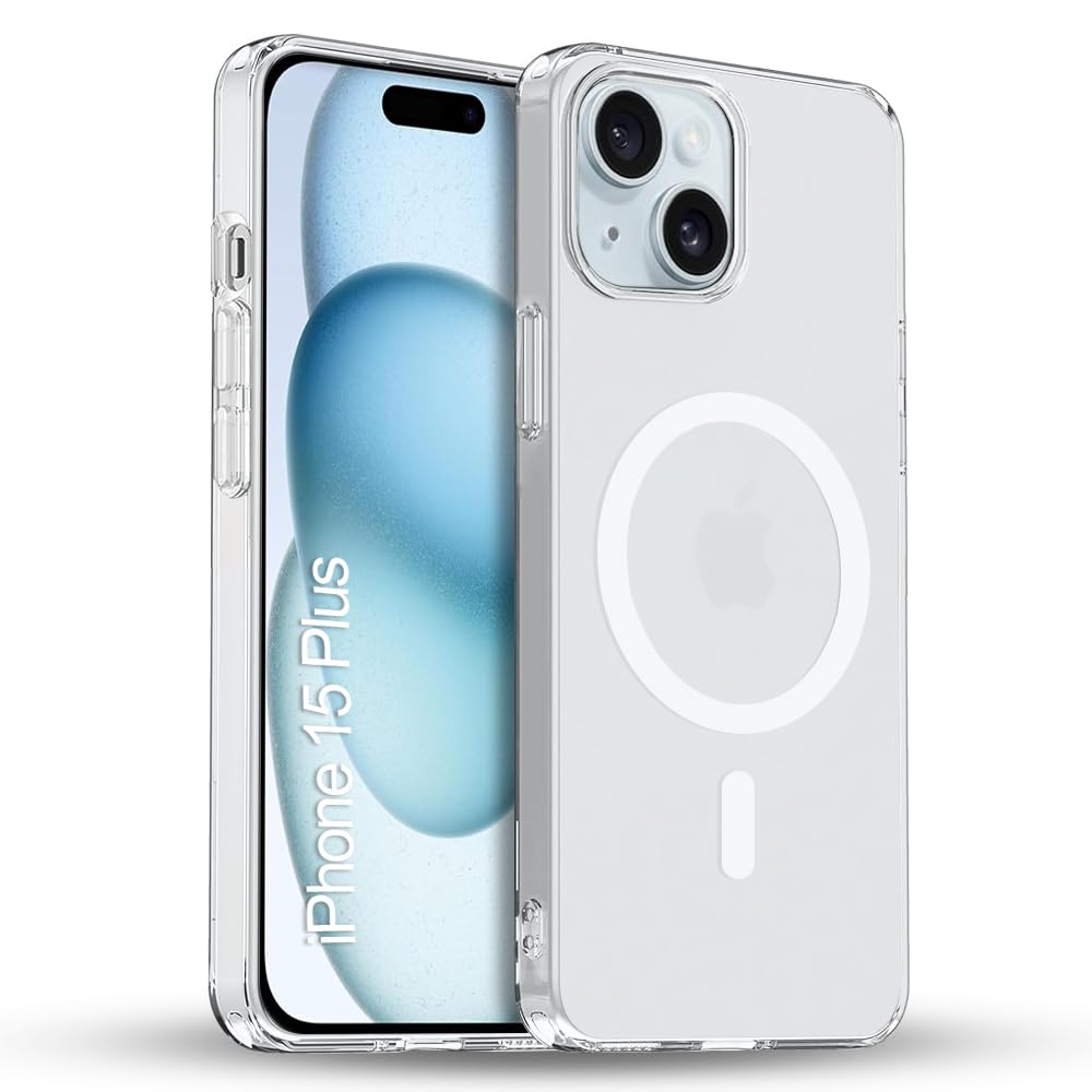 TOUCCH iPhone 15 Plus Magnetic Matte Case | Shock Proof & Paper Thin Design | Magsafe Wireless Charging Cover for Apple iPhone 15 Plus | Sleek Hard Thin Crystal Cover (Premium-White)
