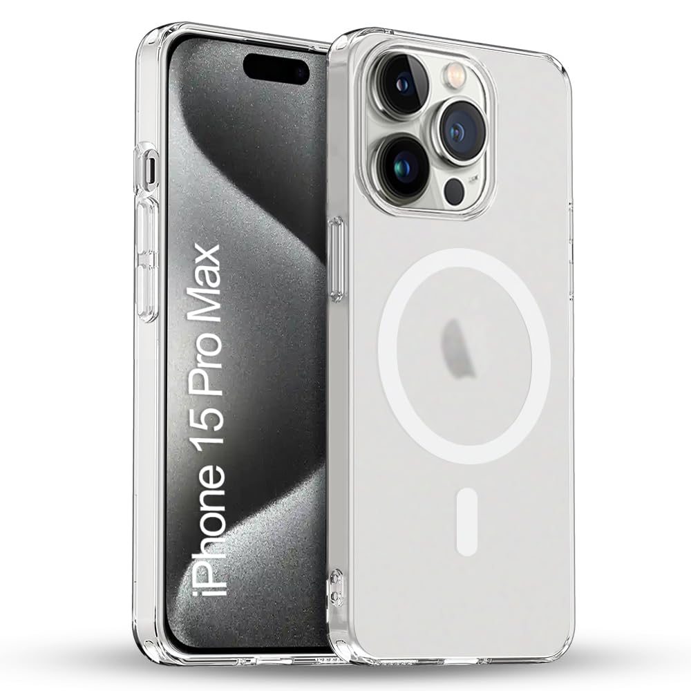 TOUCCH iPhone 15 Pro Max Magnetic Matte Case | Shock Proof & Paper Thin Design | Magsafe Wireless Charging Cover for Apple iPhone 15 Pro Max | Sleek Hard Thin Crystal Cover (Premium-White)