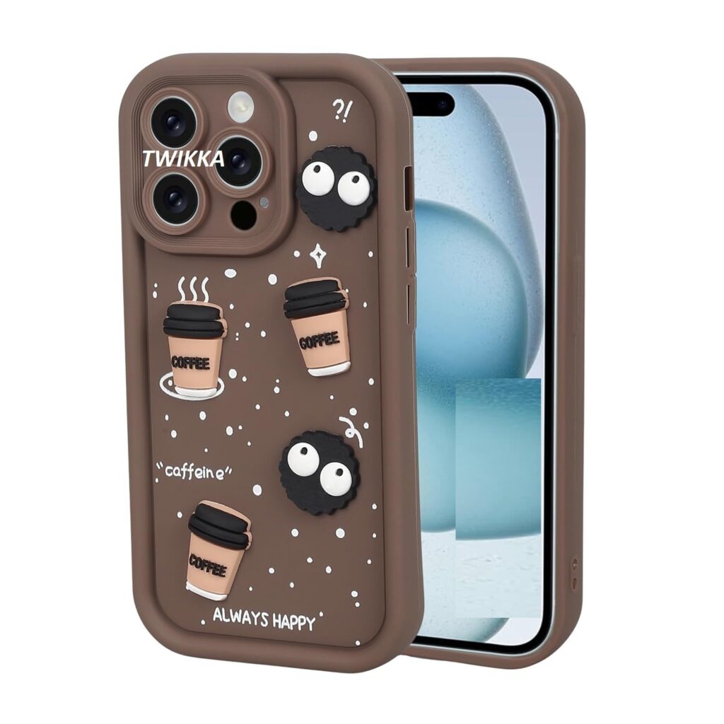 TWIKKA Compatible with iPhone 14 Pro Max Stylish Back Case Cover Cute Fun Cartoon 3D Ball Coffee Silicone Case | Body Protection | Camera Protection | Shock Proof | (Brown)