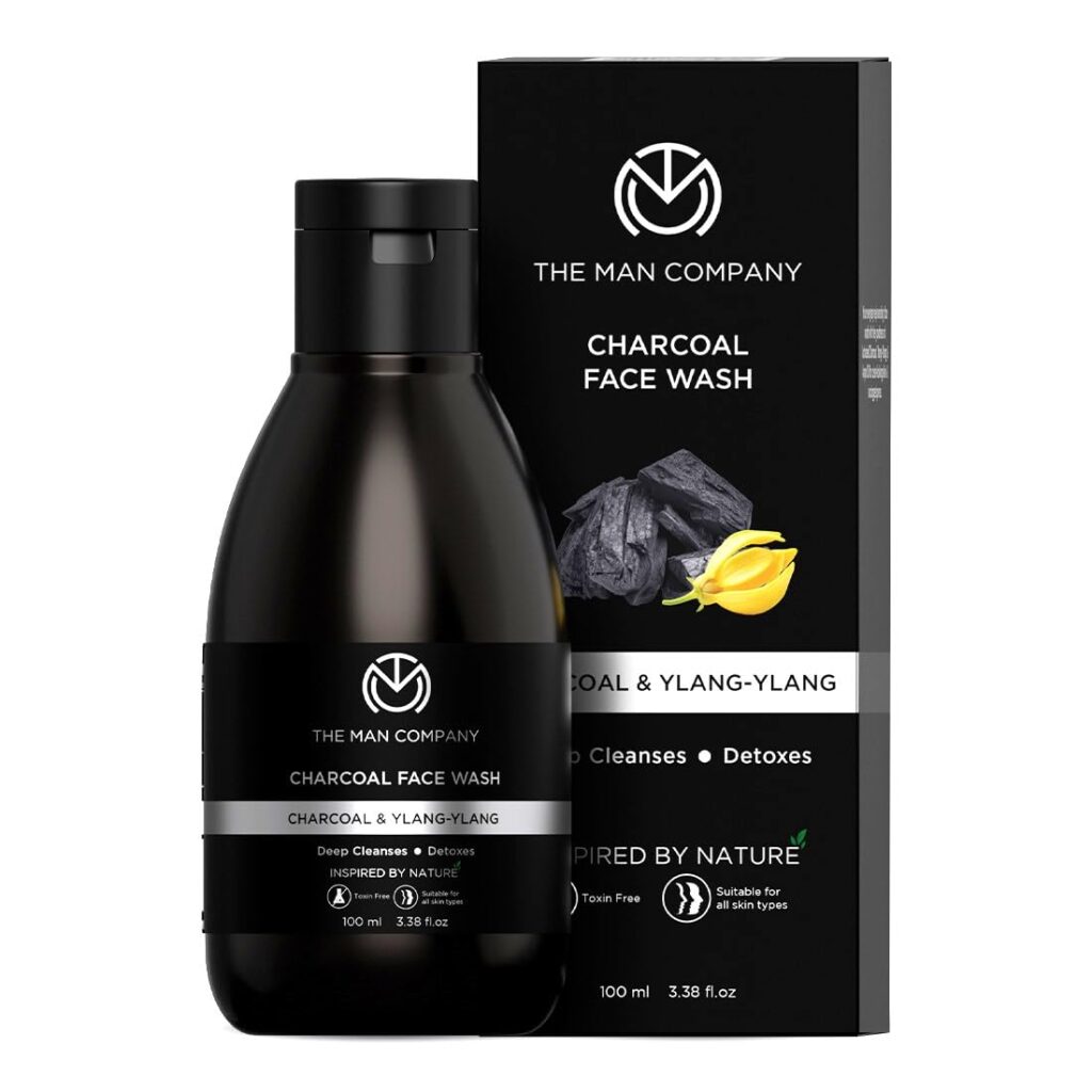 The Man Company Activated Charcoal Face Wash for Men - 100ml | Exfoliating & Brightening Face Wash | Enriched with Ylang Ylang & Argan Essential Oils | Anti Pollution, Acne Oil Control | Deep Cleansing | Blackheads Removal