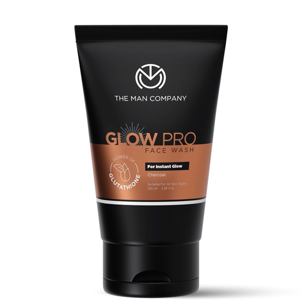 The Man Company Glow Pro Face Wash for Men - 100ml | Enriched with Glutathione, Charcoal | Instant Glow, Deep Cleansing & Evens Skin Tone | Men's Face Wash for Dry Skin | Toxin Free