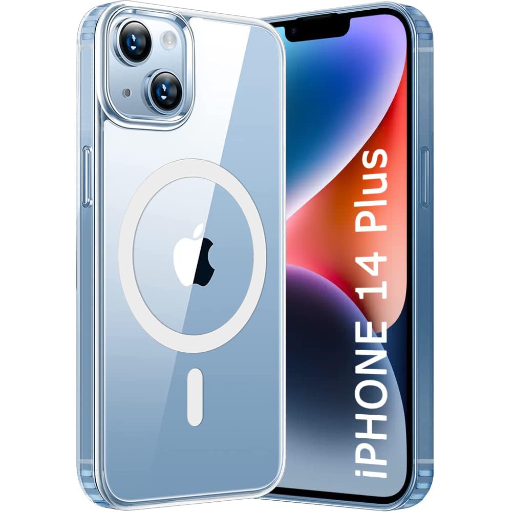 TheGiftKart Ultra-Hybrid Back Case Cover for iPhone 14 Plus Compatible with MagSafe | Camera Protection | Hard Crystal Clear Back Bumper Cover Case for iPhone 14 Plus (PC & TPU, Transparent)
