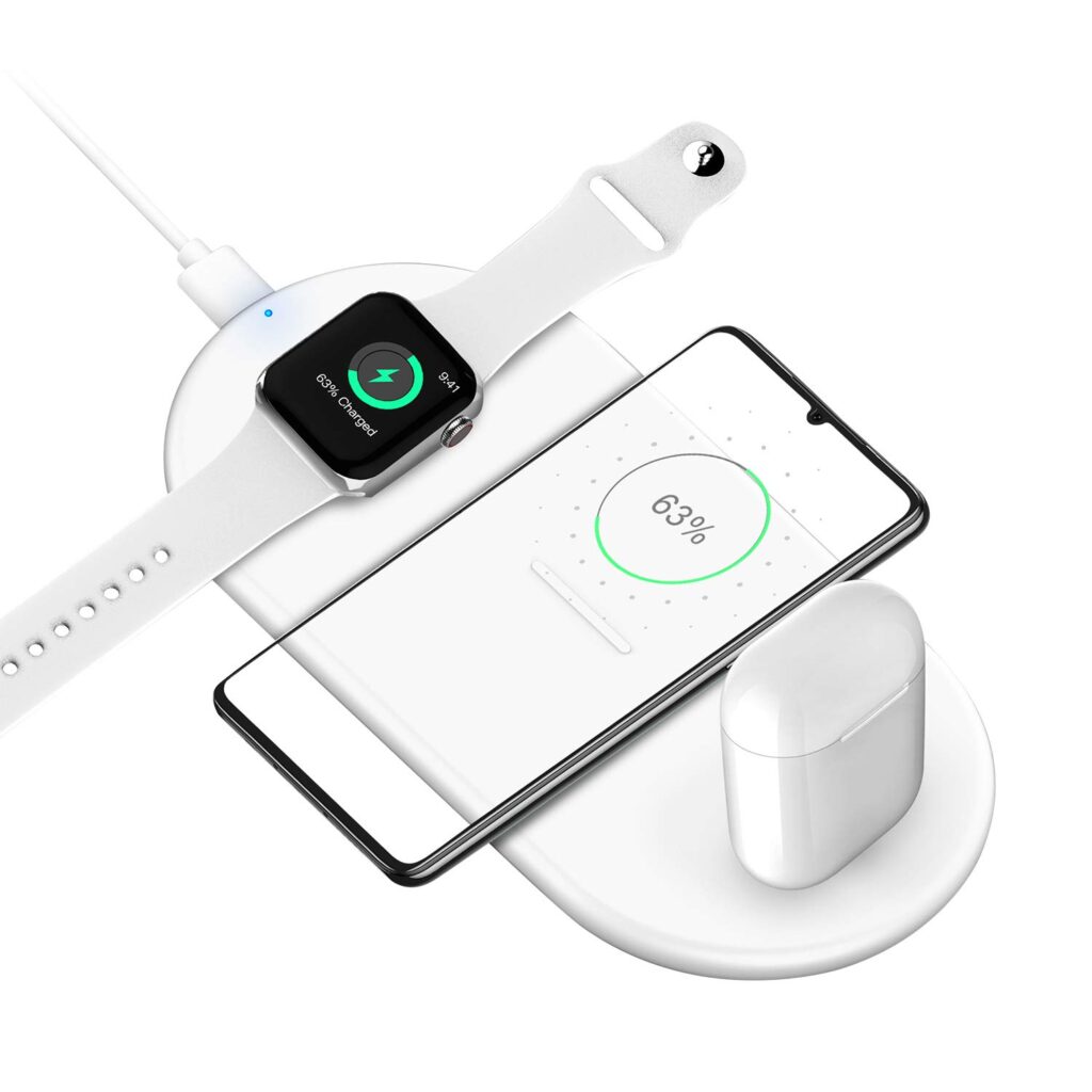 UNIGEN® Unidock 310 3-in-1 Qi Wireless Charging Pad Compatible with iPhone 16/15/14/13/12/11/11 Pro/11 Pro Max/X/XS/XR Samsung Phone | Air-Pods 1/2/3/Pro (iWatch Charger Not Included)