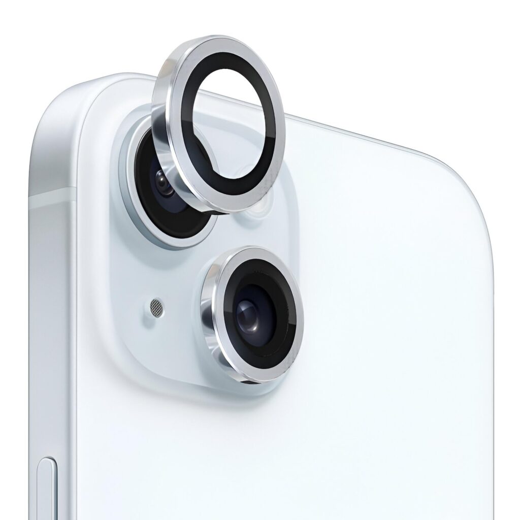 URBANVEGA "Premium iPhone Camera Lens Protectors for iphone 15/15 plus (Set of 2) - Scratch-Resistant Tempered Glass with Aluminium Edging (SKY BLUE)