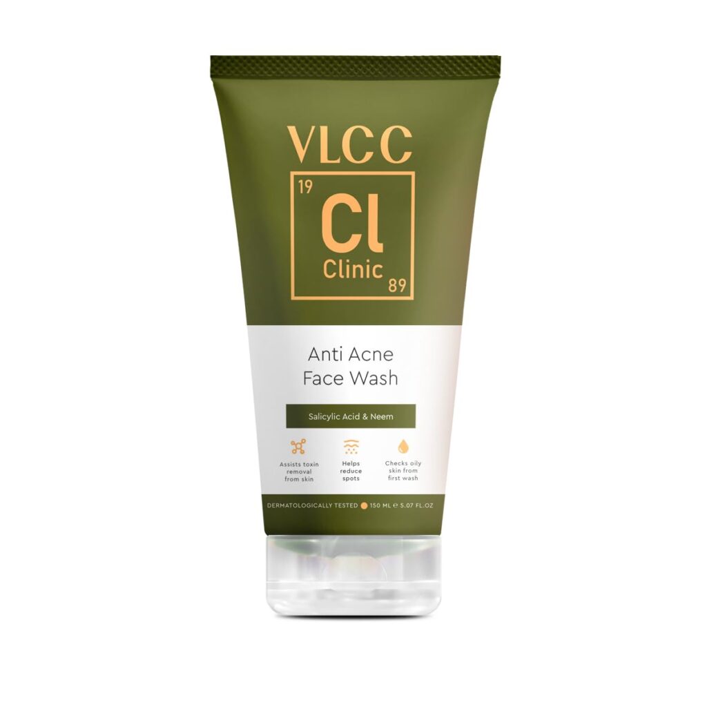 VLCC Clinic Anti Acne Face Wash - 150ml | Salicylic Acid & Neem For Acne Prone Skin | Acne control, Oil-Prone Skin | Fades Acne, Spots & Brightens Skin | Smooth & Soft Skin | Paraben Free