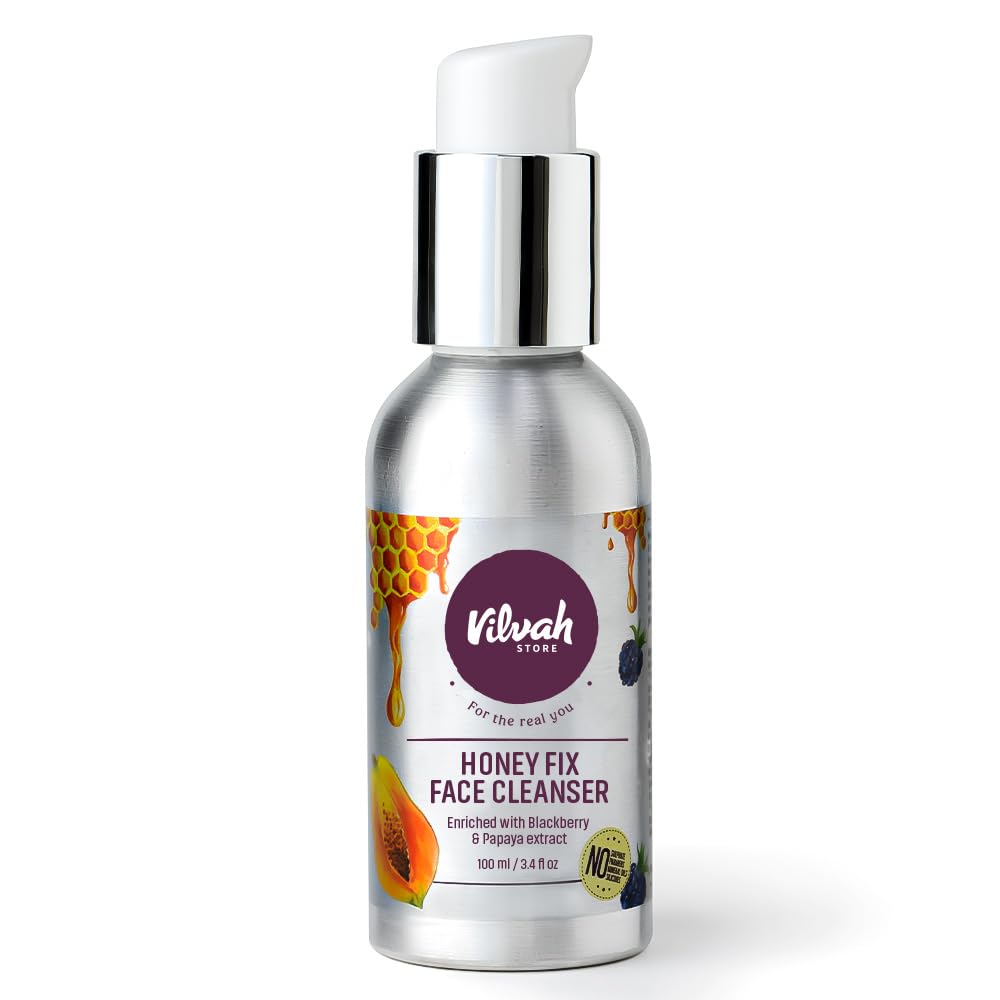 Vilvah Store Honeyfix Facewash | For Normal to Oily & Acne Prone Skin | | No Silicones, No Parabens, No Sulfates | Men & Women | 100ml