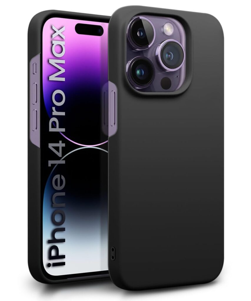 WOW IMAGINE Slim Frameless Back Cover for iPhone 14 Pro Max | Ultra Thin Lightweight Design & Camera Protection | Soft Matte Silicone Flexible Mobile Case (Black)