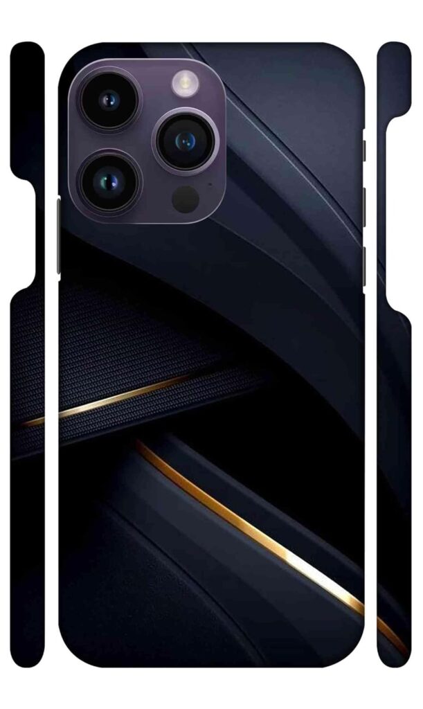 YAPZONE Abstract Golden Lines on Black Background Designer Printed Hard Back Case for Apple iPhone 14 Pro Max Back Cover Attractive and Uniquely Crafted Smartphone Case