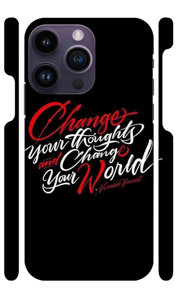 YAPZONE Change Your Thoughts and Change Your World Designer Printed Hard Back Case for Apple iPhone 14 Pro Max Back Cover Attractive and Uniquely Crafted Smartphone Case
