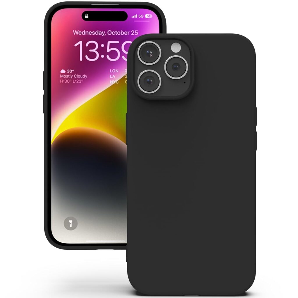 YATWIN Silicone Back Case for iPhone 14 Pro Max, Soft-Touch Phone Back Cover for Apple iPhone 14 Pro Max - Black