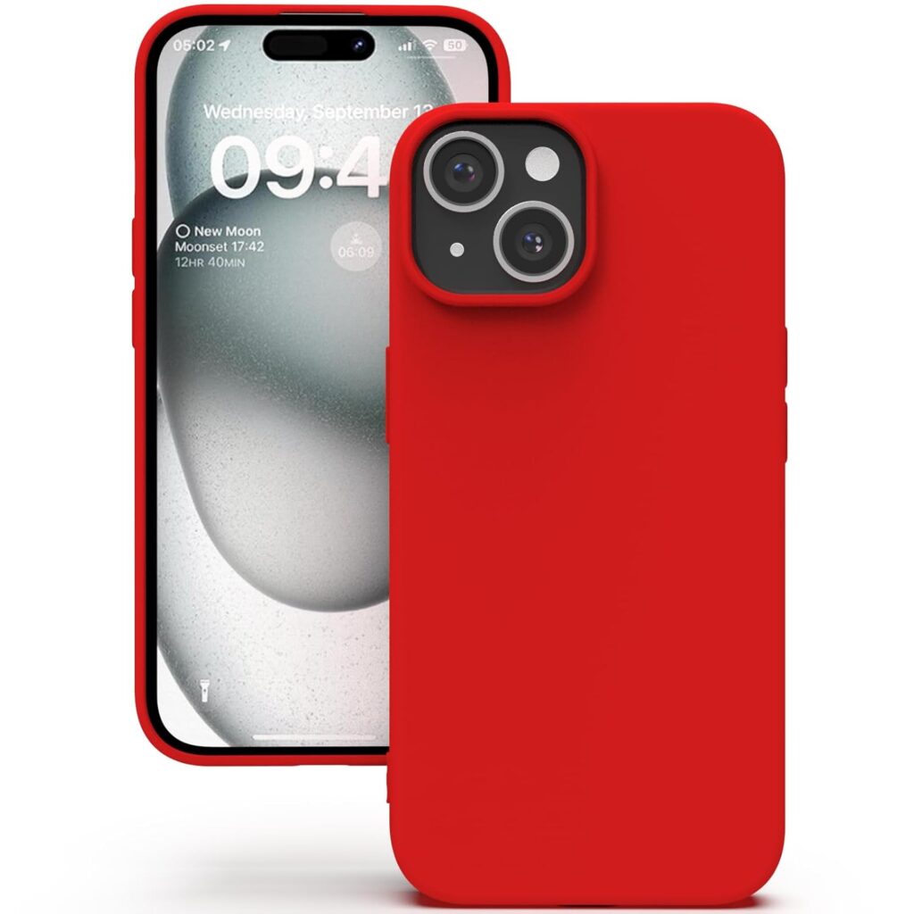 YATWIN Silicone Back Case for iPhone 15 Plus, Soft-Touch Phone Back Cover for Apple iPhone 15 Plus - Red