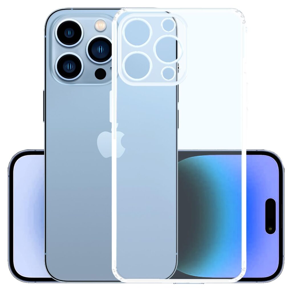YOFO Back Cover for Apple iPhone 14 Pro Max [6.7] (Flexible|Silicone|Transparent|Anti Dust Plug|Camera Protection)