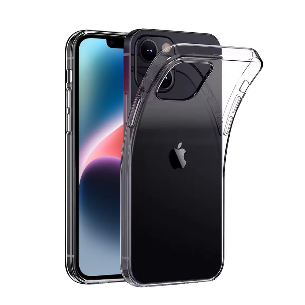 amazon basics Back Cover Case for Apple iPhone 14 (Flexible|2mm-TPU|Transparent)