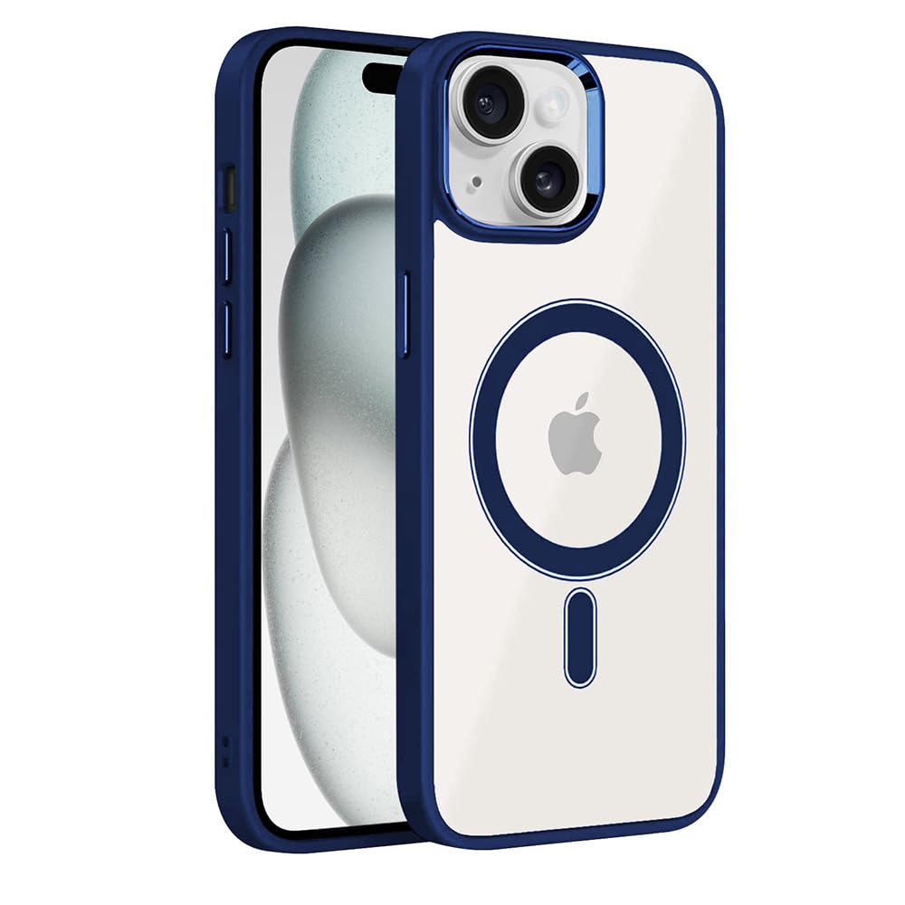 amazon basics Basic Case for Apple iPhone 15 Plus (Silicone_Blue)