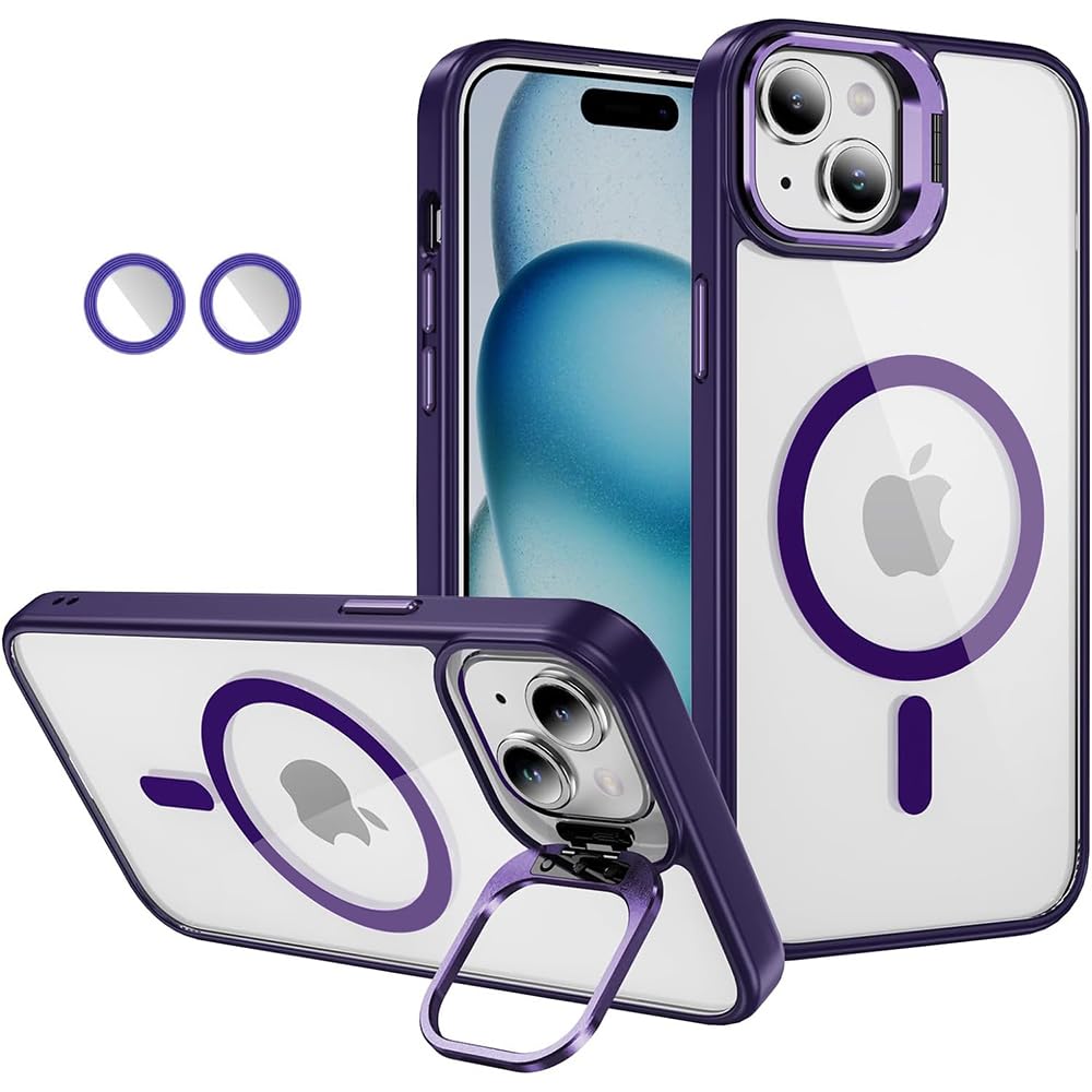 amazon basics Basic Case for Apple iPhone 15 Plus (Silicone_Purple)