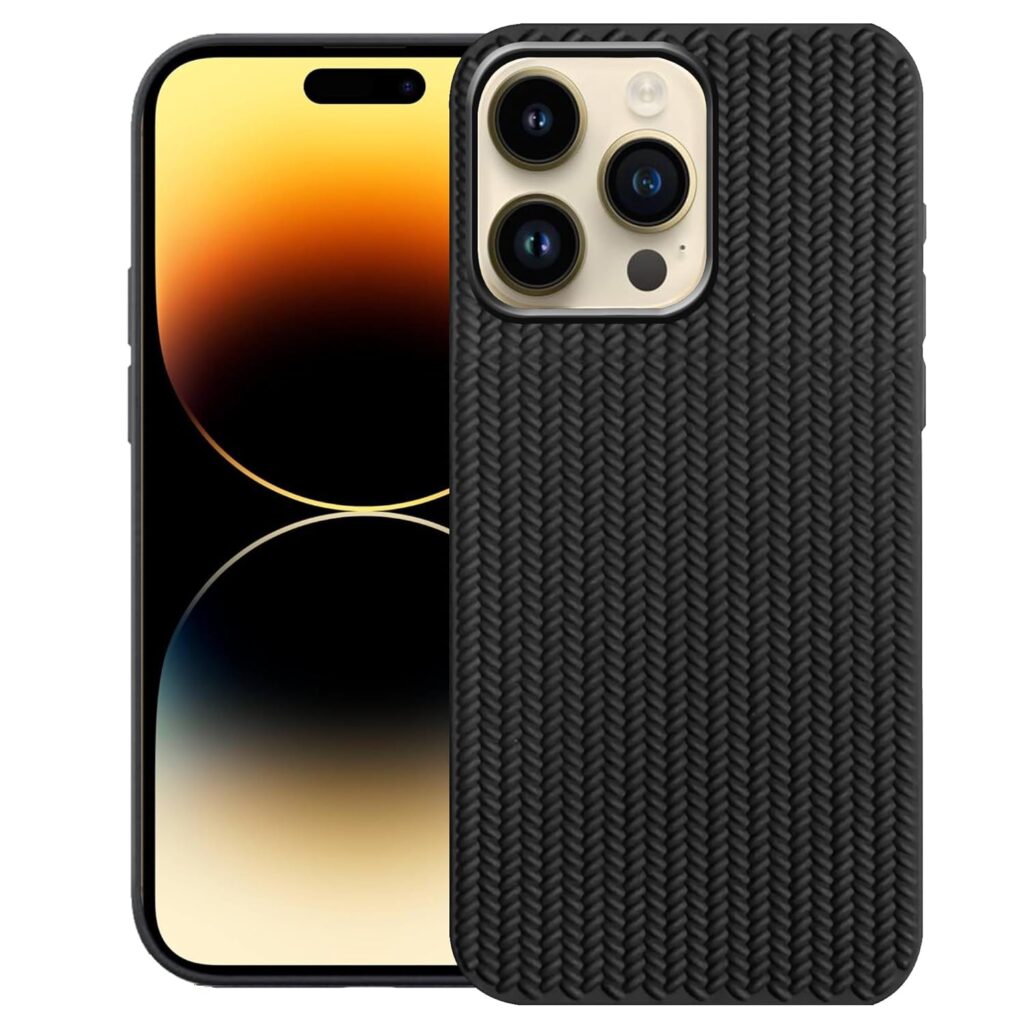 amazon basics Braided Design Case Cover for iPhone 14 Pro Max | Matte Finish | (Black, iPhone 14 Pro Max)