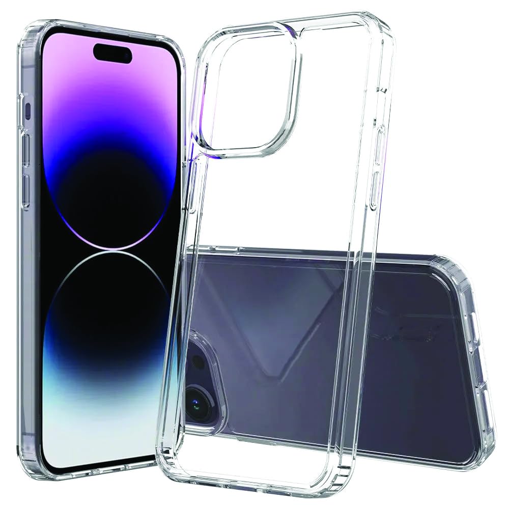 amazon basics TPU Ultra-Hybrid Crystal Clear Back Cover Case for iPhone 15 Pro Max | Camera & Screen Protection Bumps | Shockproof Design | Hard Back Cover Case for iPhone 15 Pro Max (Transparent)