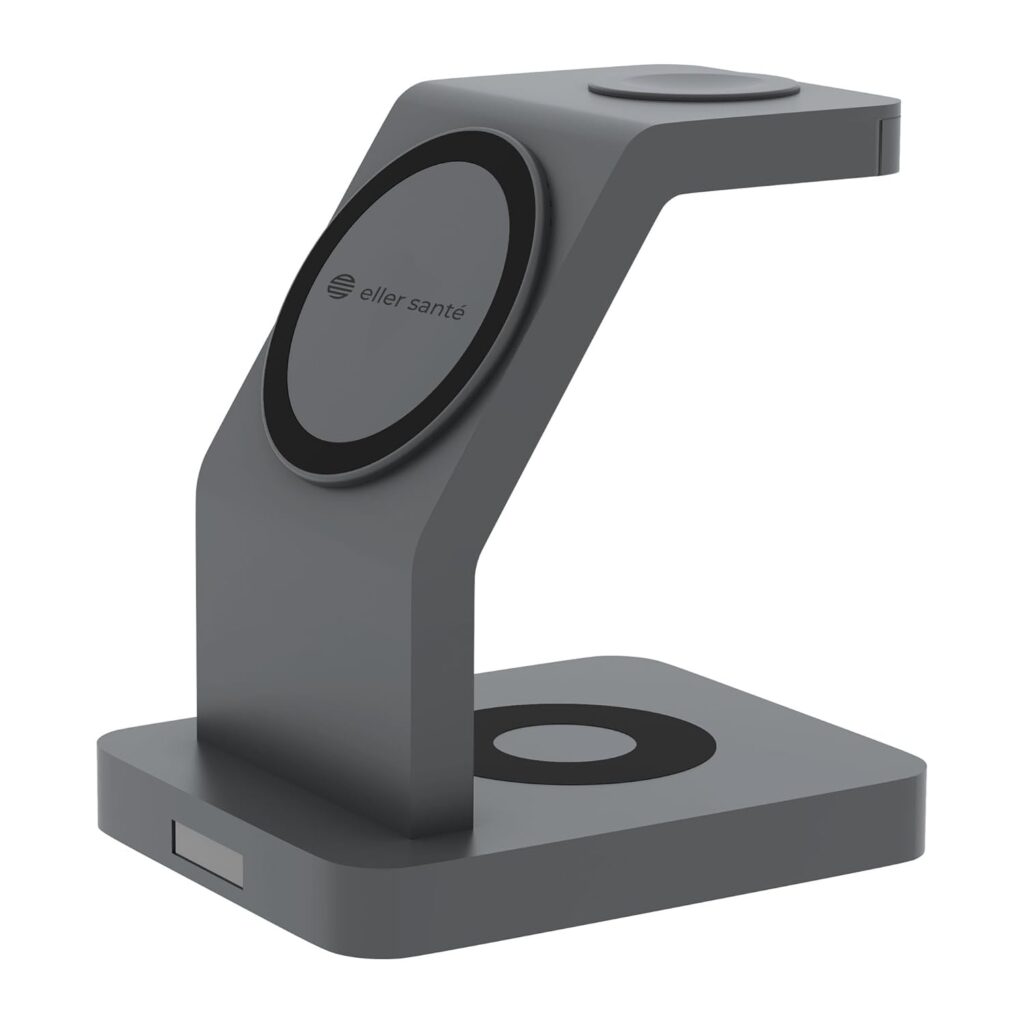 eller santé® 23w Magnetic Mag-Safe Charger 3in1 Wireless Charger for iPhone 16/16 Plus/16 Pro/16 Pro Max, iPhone 15/15 Plus/15 Pro/15 Pro Max, 14/13/12 Series Fast Charging Adaptor- Grey