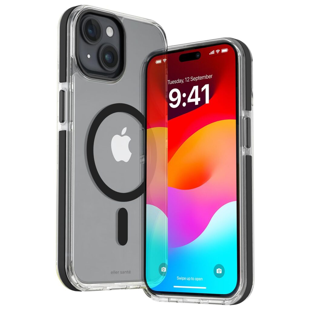 eller santé® Vortex MagPro Back Cover Case for iPhone 15 Plus Shockproof Scratch Resistant Slim Thin Military-Grade Protection Support Mag-Safe Wireless Magnetic Charging - Black