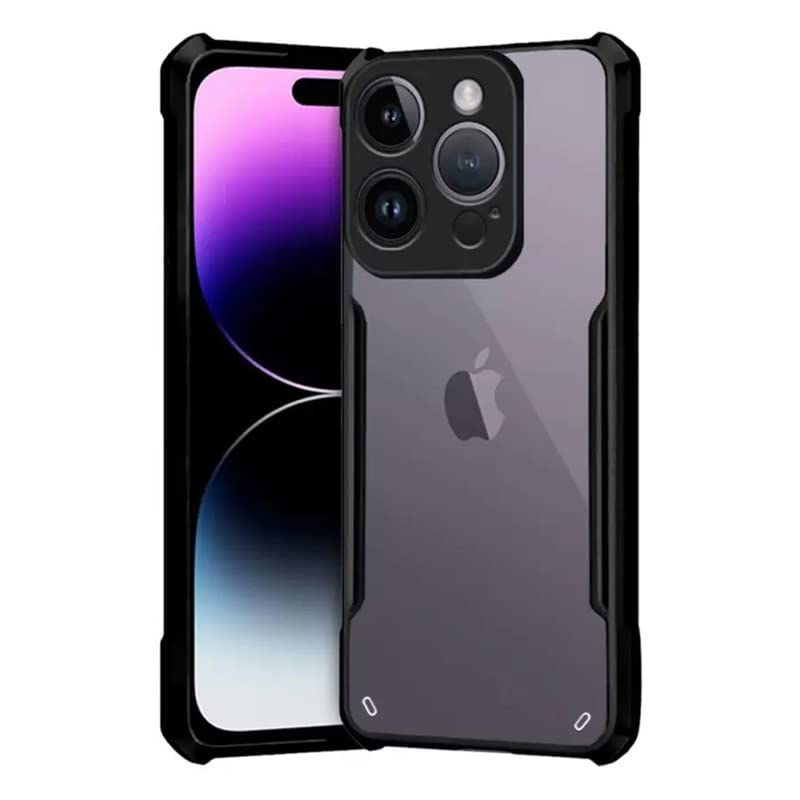 iNFiGO Apple iPhone 14 Pro Max Shockproof Bumper Crystal Clear Back Cover | 360 Degree Protection TPU+PC | Camera Protection | Acrylic Transparent Back Cover for Apple iPhone 14 Pro Max (Black).