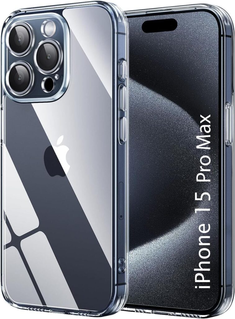 mobistyle Crystal Clear Back Case Cover for iPhone 15 Pro Max | Shockproof Design | Camera Protection Bump | Hard Clear Back Case Cover for iPhone 15 Pro Max (PC & TPU, Transparent)