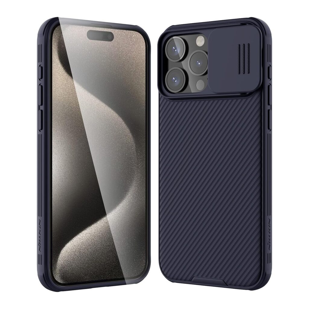Nillkin for iPhone 15 Pro Max Case with Sliding Camera Cover [Upgraded Lens Protection] [Hard PC+TPU Bumper], Slim Shockproof Protective Phone Case 6.7" 2023, Dark Purple