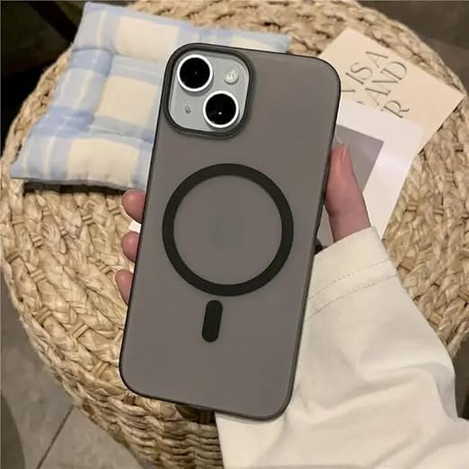 SUKOVIA Polycarbonate Ultra-Thin Matte Finished Paper Back Cover Case for iPhone 15 Plus|Compatible with Magsafe|Black