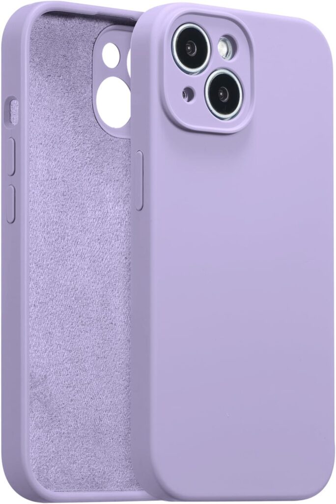 DIZORO Compatible for iPhone 15 Plus Camera Protection Case 6.7, Slim Liquid Silicone 3 Layers Full Covered Soft Gel Rubber Phone Case Protective Cover 6.7 Inch - Purple