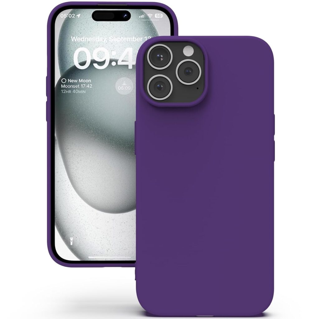YATWIN Silicone Back Case for iPhone 15 Pro Max, Soft-Touch Phone Back Cover for Apple iPhone 15 Pro Max - Purple