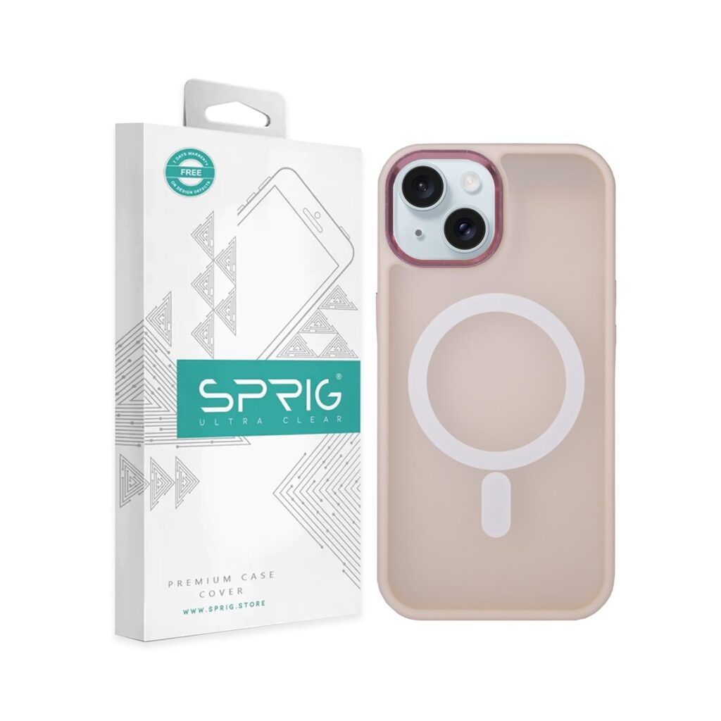SPRIG Compatible with iPhone 15 Plus Premium MistMag Back Cover Drop Tested Shock Proof Mobile Case for Men, Women, Boys and Girls with Camera Protection (White)