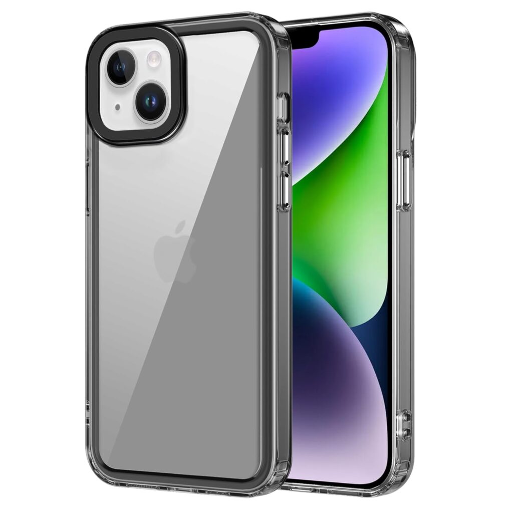 amazon basics Back Case Cover for iPhone 14 Plus (TPU + PC_Translucent Black)