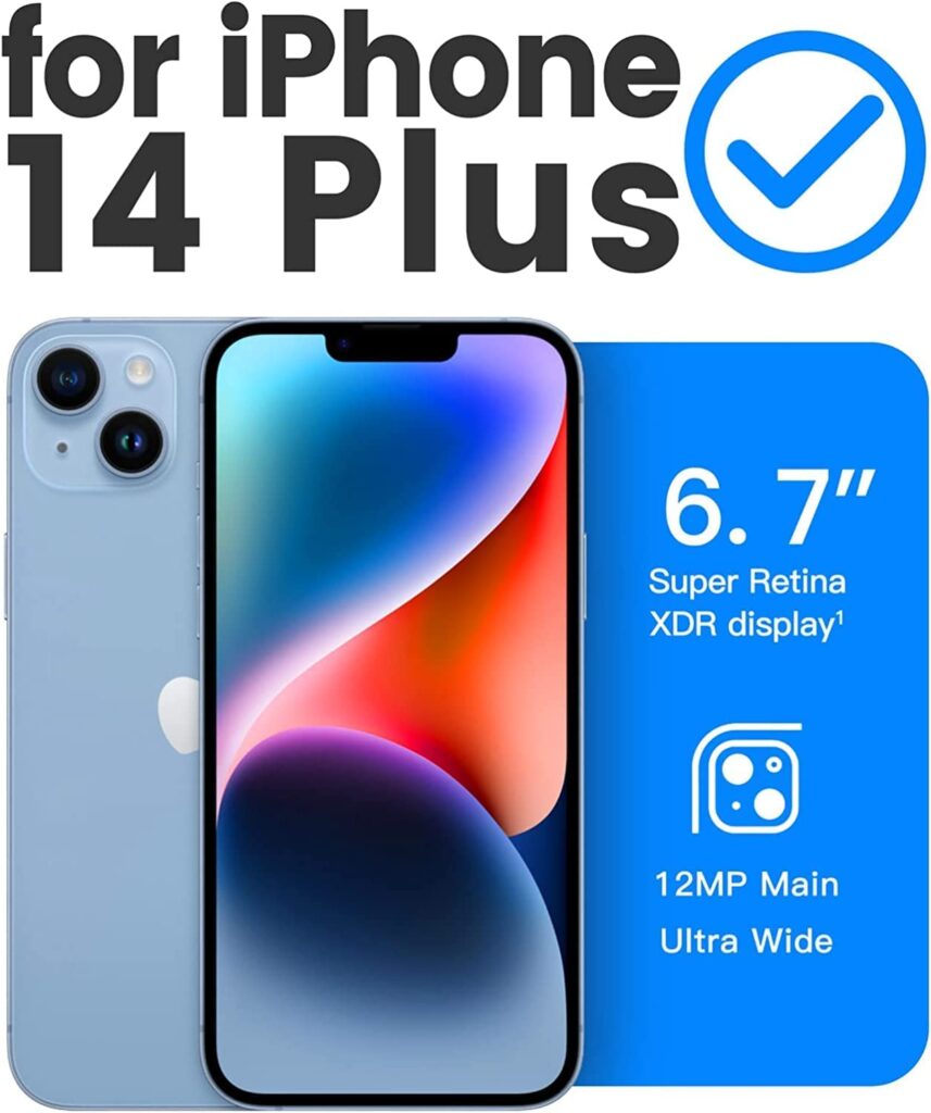 VONZEE Liquid Silicone Soft Back Cover for iPhone 14 Plus Case, Shockproof Slim Camera & Full Body Protection Non Yellowing Cover with Microfiber Lining & Logo Cut (6.7 Inch) -Dark Blue