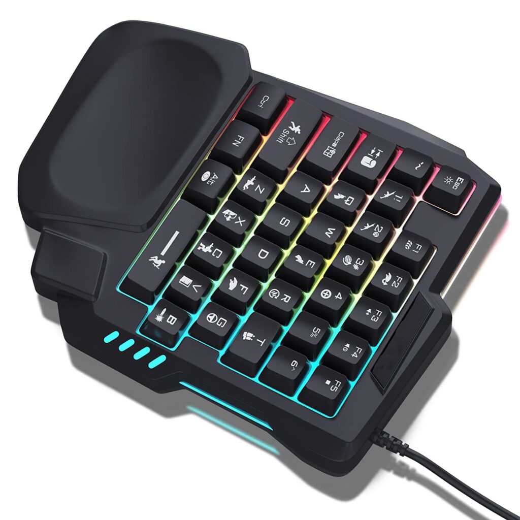 MICROWARE G7 35 Keys One-Handed Gaming Membrane Keyboard Ergonomic One Hand Keypad Keyboard for Laptop Desktop PC Computer PUBG
