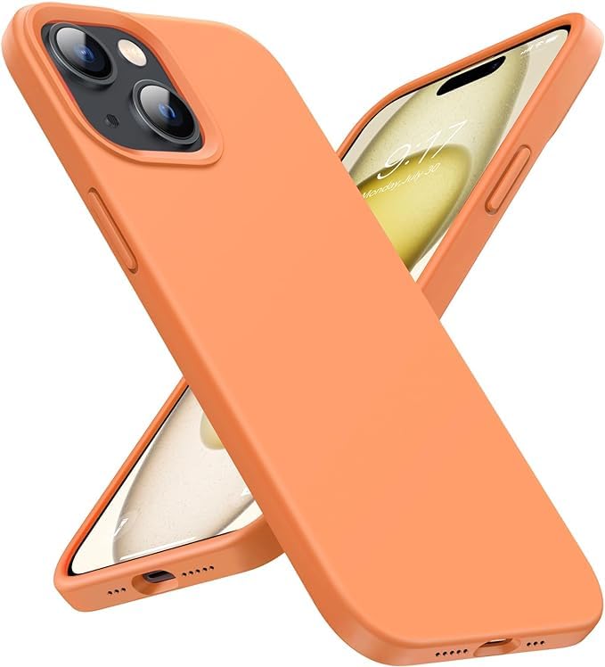 MIDOS Back Cover Compatible with iPhone 15 Plus Case Liquid Silicone Full Protection Shock Proof Back Cover for iPhone 15 Plus (Orange)