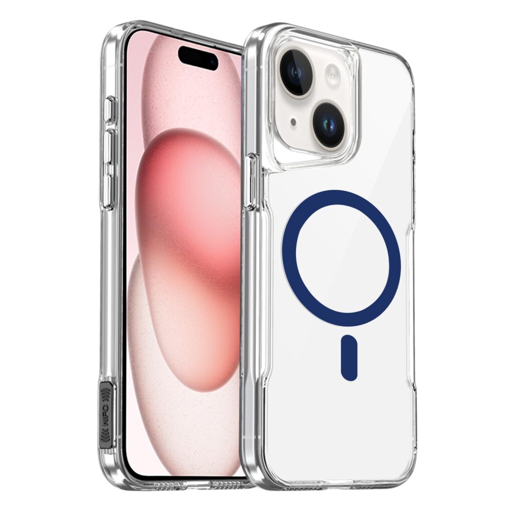 Prolet HD Clear Transparent Case Compatible with iPhone 15 Plus, Durable Hard Plastic Back with Inbuilt Magsafe, Silicone Bumper for Camera & Sides, Sleek & Stylish Design (Blue)