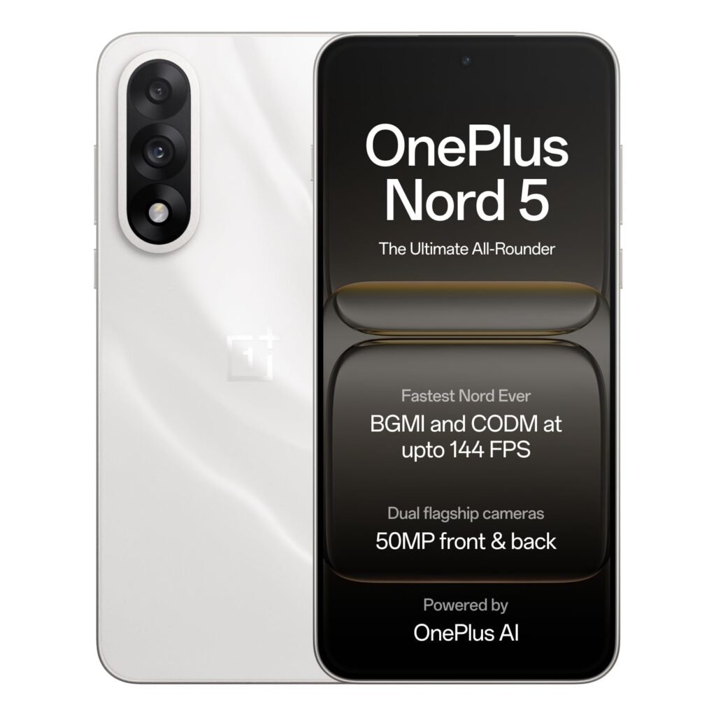 OnePlus Nord 5 | Snapdragon 8s Gen 3 | Stable 144FPS Gaming | Dual 50MP Flagship Camera | Powered by OnePlus AI | 12GB + 256GB | Marble Sands