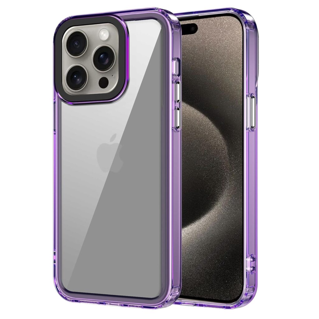amazon basics Back Case Cover for iPhone 15 Pro Max (TPU + PC_Space-Purple)