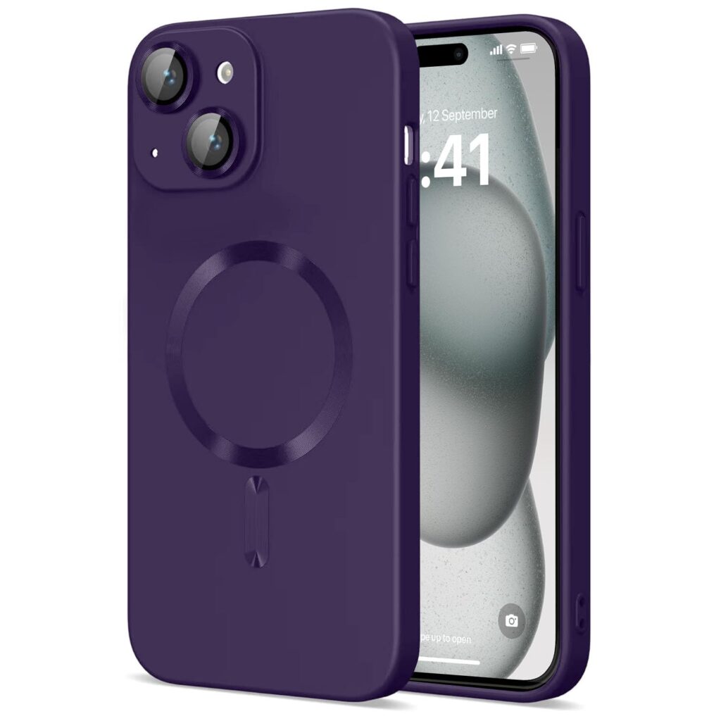 Vaku Luxos® Soft Silicon Mag-Safe Back Cover for iPhone 15 Full Lens Protection Silicon Case Scratch Resistant Slim Thin Military-Grade Protection - Dark Blue