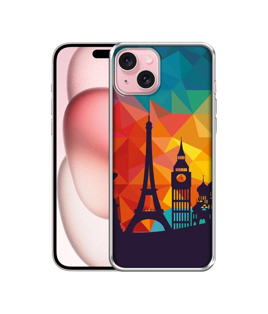 Amazon Brand- Solimo Basic Case for Apple iPhone 15 Plus (Silicone_Colored Paris)