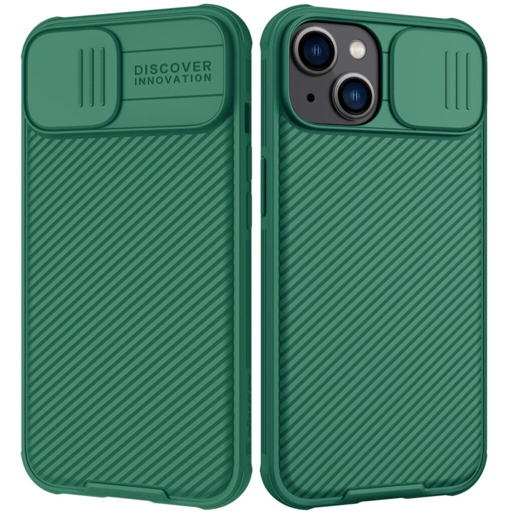 Nillkin CamShield Pro Slim Case Compatible with iPhone 14 / iPhone 13 Case, Protective Cover Case with Camera Protector for 14 Hard PC and TPU Anti-Scratch Phone Case for Phone 14 6.1'' Green